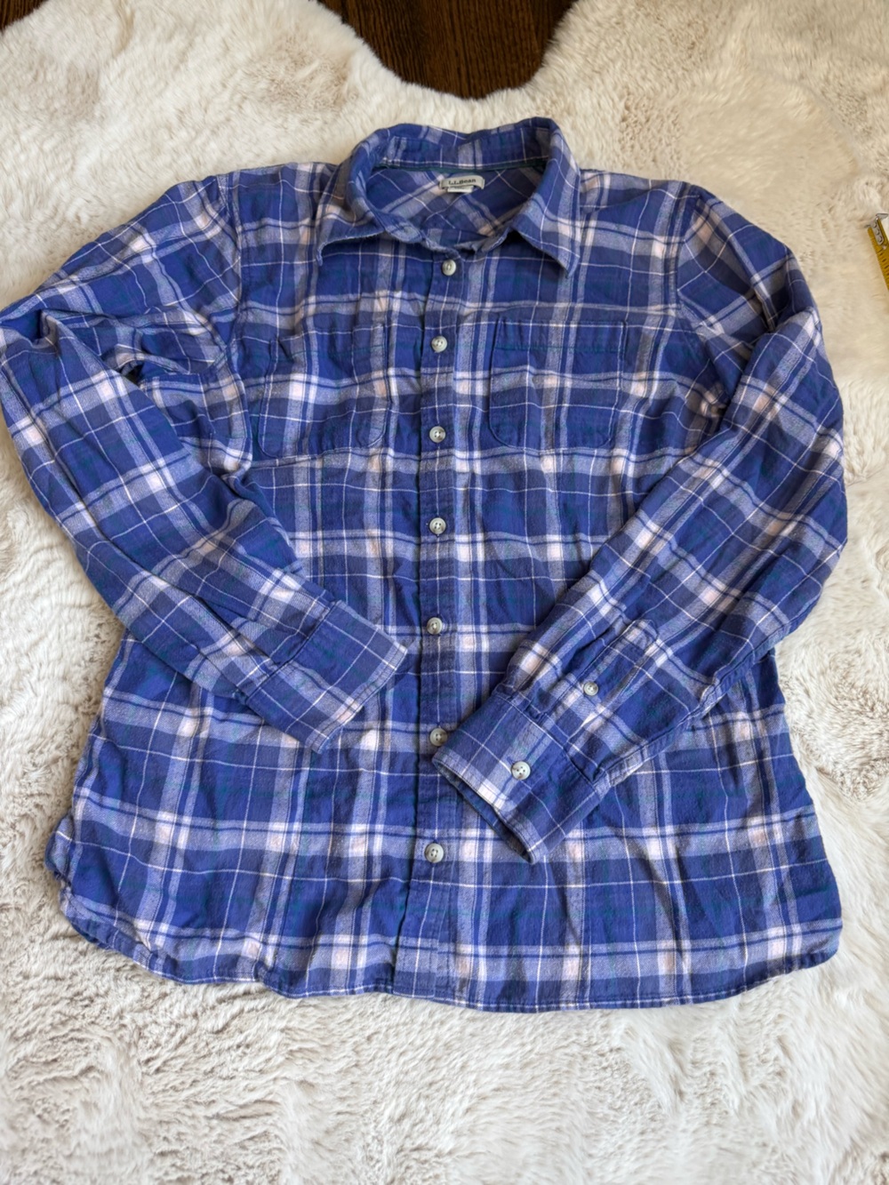 L.L. Bean Women's purple, Blue Plaid Button-Down Shirt
